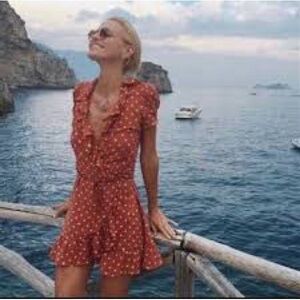 Realisation Par Valentina  100% silk dot print rust dress large